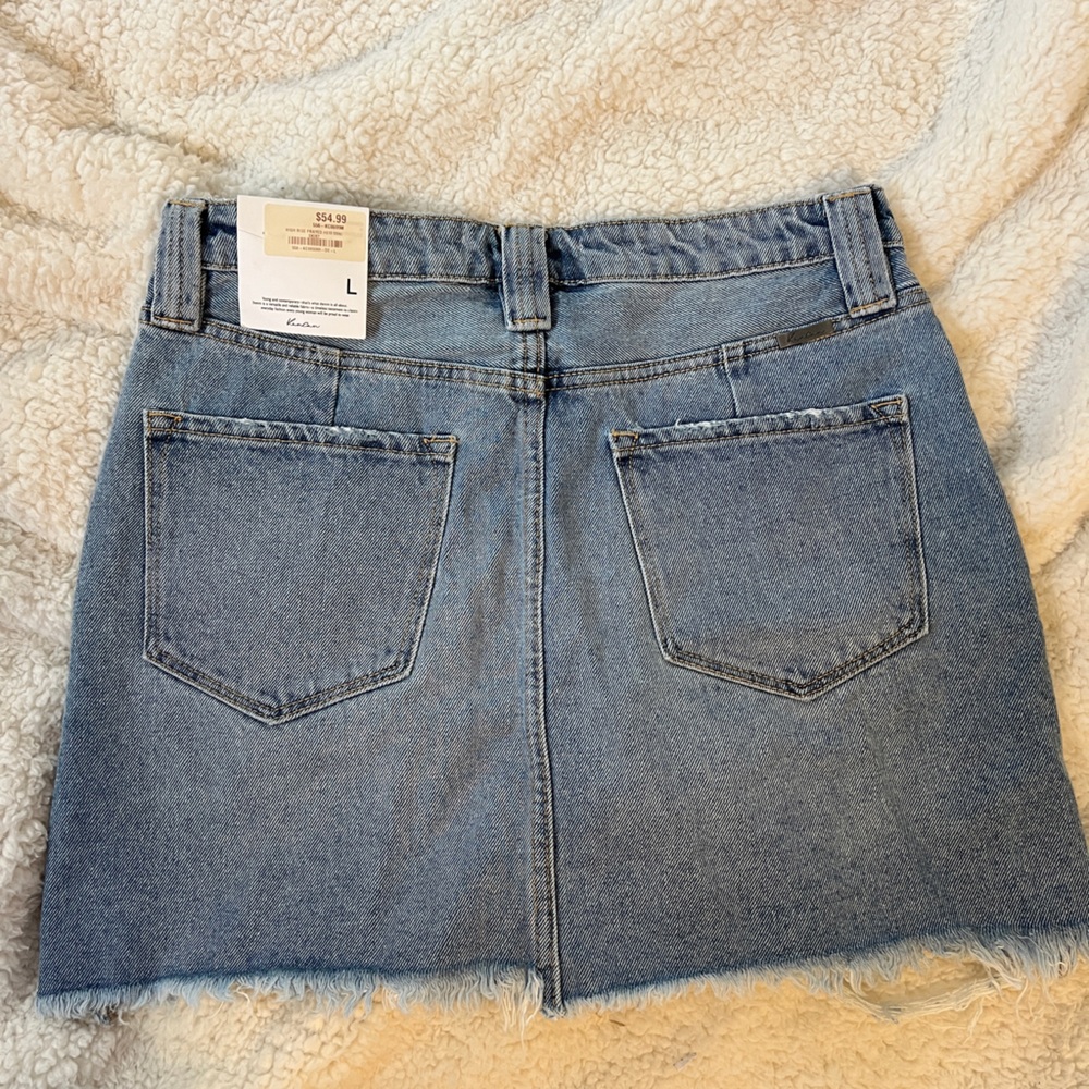 NWT KanCan High Rise Denim Mini Skirt sz lg - Picture 3 of 10